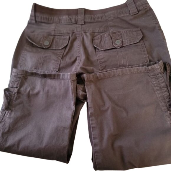 Lee Easy Fit Capris Pedal Pusher Pants Ruch Sides With Tie Brown Size M 8 - Picture 11 of 15